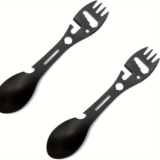 10-in-1 Stainless Steel Spork - Multifunctional Outdoor Utensil with Bottle Opener, Fork & Knife - Perfect for Camping, Hiking & Travel Au bout du Sentier