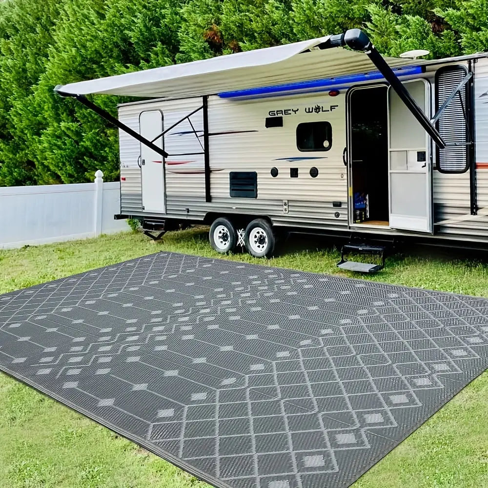 1pc, reversible outdoor Mat, ou t door nothing else, made of polypropylene material, foldable and double-sided design, suitable for RV patio, outdoor camping, backyard and picnic use, lightweight and easy to carry, easy to cl Au bout du Sentier