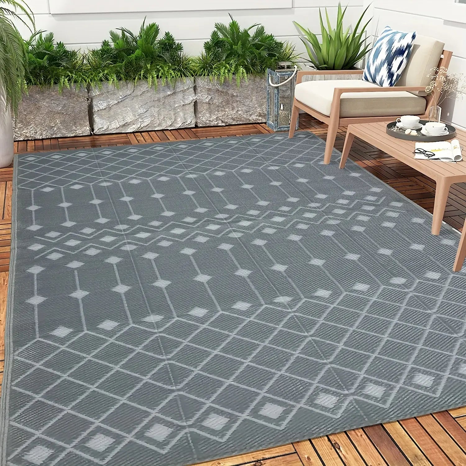 1pc, reversible outdoor Mat, ou t door nothing else, made of polypropylene material, foldable and double-sided design, suitable for RV patio, outdoor camping, backyard and picnic use, lightweight and easy to carry, easy to cl Au bout du Sentier
