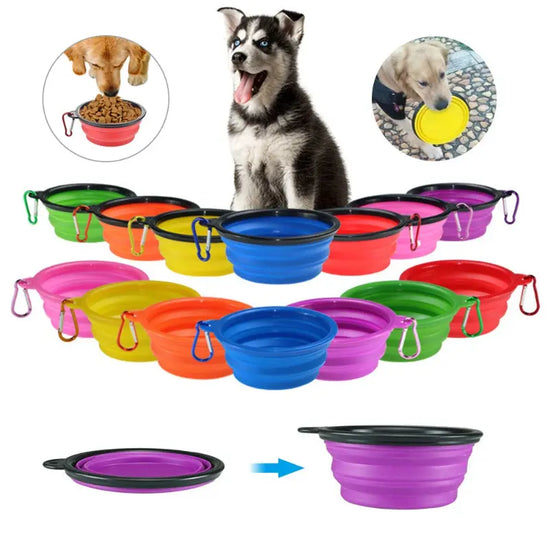 350ML/1000ML Foldable Silicone Pet Bowl Portable Puppy Food Container Collapsible Feeder For Outdoor Camping Dog Accessories Au bout du Sentier
