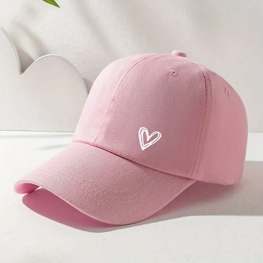 Heart Printed Casual Baseball Cap Solid Color Unisex Dad Hats Lightweight Adjustable sports Hat For Women & Men Au bout du Sentier
