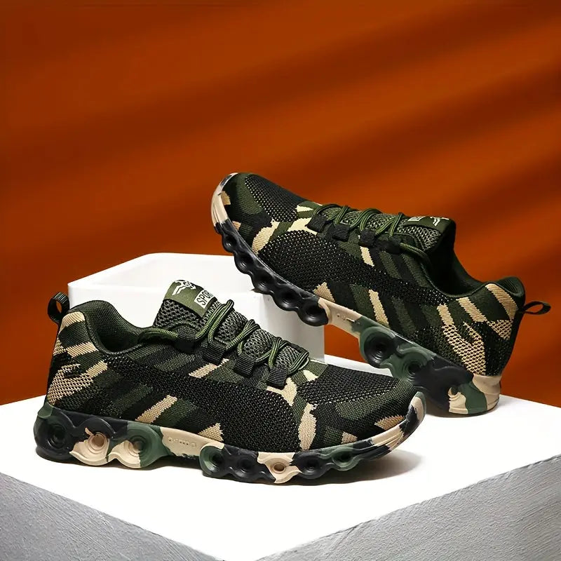 Women's Camouflage Graphic Low-top Lightweight Sports Shoes, Wear-resistant And Anti-slip Comfort Hiking Shoes, Breathable Mesh Sneakers Au bout du Sentier